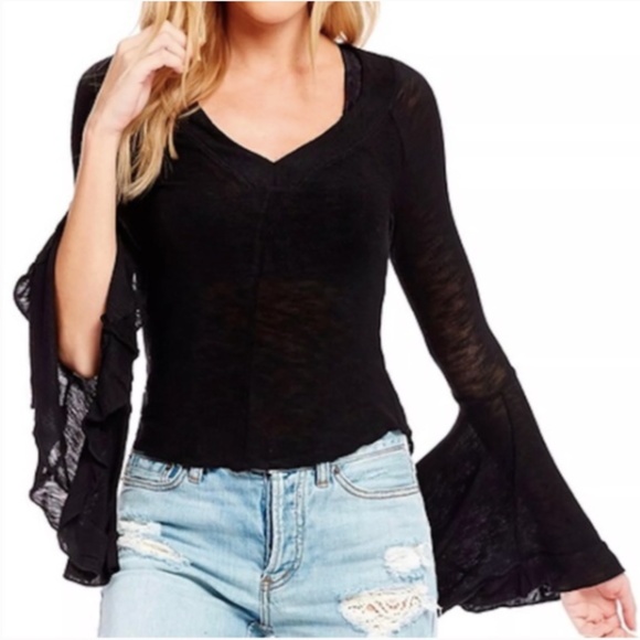 sheer bell sleeve top